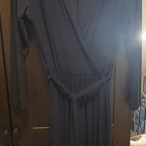 Elegant Navy Blue Wrap Dress